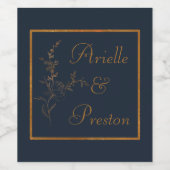 Elegante Blauwe en Gouden Wijnetikettenreeks Wijn Etiket (Enkel label)