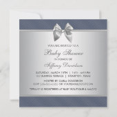Elegante Blauwe en Grijze Baby Boy Douche Kaart (Achterkant)