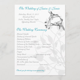 Elegante Blauwe en Grijze Kolibrie Kus Liefdesvoge Programmakaart