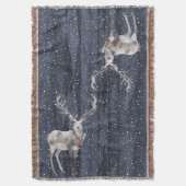 Elegante Blauwe en Grijze Sneeuw Rendier Kerstmis Deken (Voorkant Verticaal)