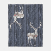 Elegante Blauwe en Grijze Sneeuw Rendier Kerstmis Fleece Deken (Voorkant)