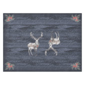 Elegante Blauwe en Grijze Sneeuw Rendier Kerstmis Tafelkleed (Voorkant (Horizontaal))