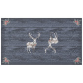 Elegante Blauwe en Grijze Sneeuw Rendier Kerstmis Tafelkleed (Voorkant (Horizontaal))