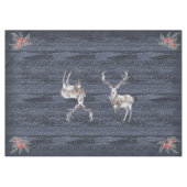 Elegante Blauwe en Grijze Sneeuw Rendier Kerstmis Tafelkleed (Voorkant (Horizontaal))