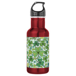 Elegante blauwe en groene shamrock klaver sportwat waterfles 