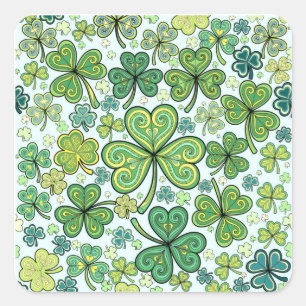 Elegante blauwe en groene shamrock-patroon sticker