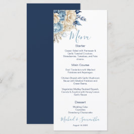 Elegante Blauwe en Ivoren Rozen Bruiloft Menu