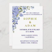 Elegante blauwe en olijfgroene bruiloft uitnodigin kaart