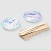 Elegante Blauwe en Paarse Waterverf Dragonfly Handwaaier (Niet-gemonteerd)