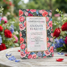 Elegante blauwe en rode bloemen bruiloftsdouche