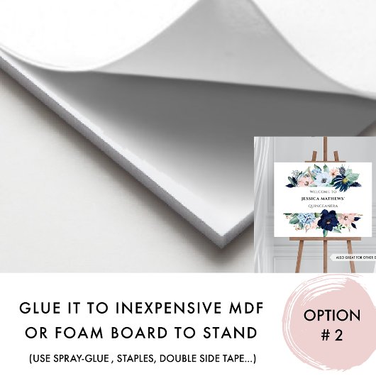 Elegante blauwe en roze koraalbloem, welkomstbord poster