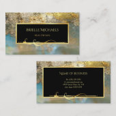 Elegante blauwe en vergulde gouden luxe schoonheid visitekaartje (Voorkant / Achterkant)