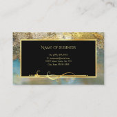 Elegante blauwe en vergulde gouden luxe schoonheid visitekaartje (Achterkant)