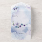 Elegante blauwe en violette bloem alles in één all in one uitnodiging (Buitenkant)