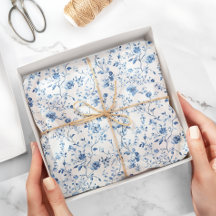 Elegante blauwe en witte bloem toile botanisch