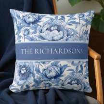 Elegante Blauwe en Witte Bloemen Bloempatroon