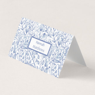 Elegante blauwe en witte bloemen kaart