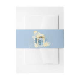 Elegante blauwe en witte champagne tailleband uitnodigingen wikkel
