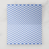 Elegante Blauwe en Witte Chevron Trouwtafel Plaatskaartje (Binnenkant ongevouwen)