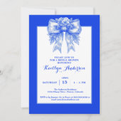 Elegante blauwe en witte Chinoiserie Bruidsuitnodi Kaart (Voorkant)