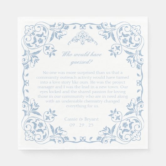 Elegante blauwe en witte Chinoiserie Unieke bruilo Servet (Voorkant)