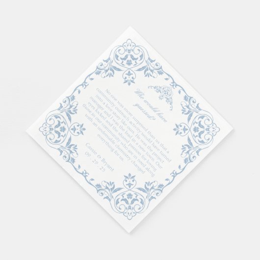 Elegante blauwe en witte Chinoiserie Unieke bruilo Servet (Hoek)