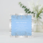 Elegante blauwe en witte doop kaart (Staand voorkant)