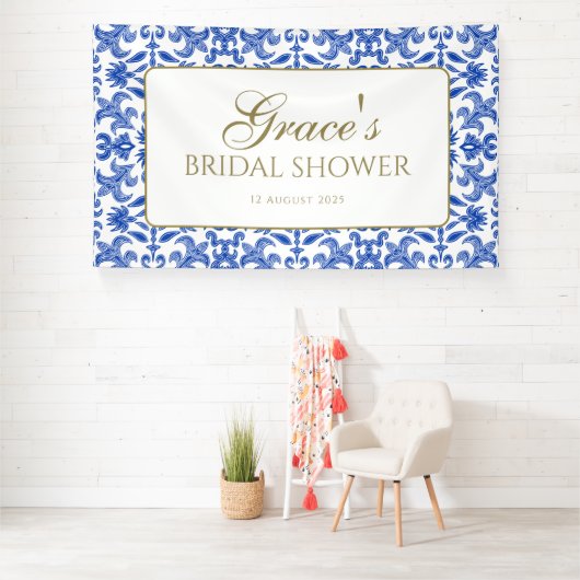 Elegante Blauwe en Witte Italiaanse Stijlbanner Spandoek (Insitu)