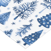 Elegante blauwe en witte kerstboom en sneeuw korte tafelloper (Hoek)