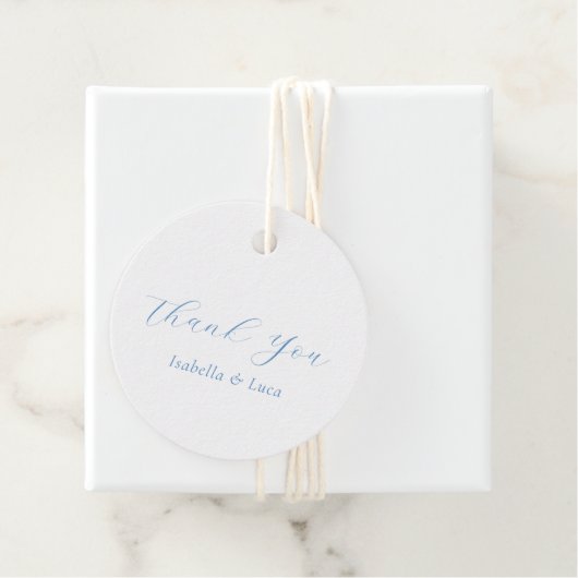 Elegante Blauwe en Witte Kust Chic Bruiloft Bedankjes Labels (In situ)