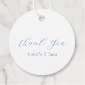 Elegante Blauwe en Witte Kust Chic Bruiloft Bedankjes Labels (Voorkant)