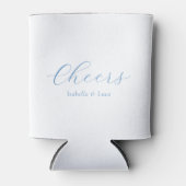 Elegante Blauwe en Witte Kust Chic Bruiloft Blikjeskoeler (Voorkant)