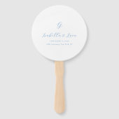 Elegante Blauwe en Witte Kust Chic Bruiloft Handwaaier (Achterkant)