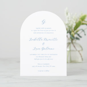 Elegante Blauwe en Witte Kust Chic Bruiloft Kaart