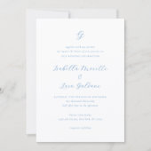 Elegante Blauwe en Witte Kust Chic Bruiloft Kaart (Voorkant)