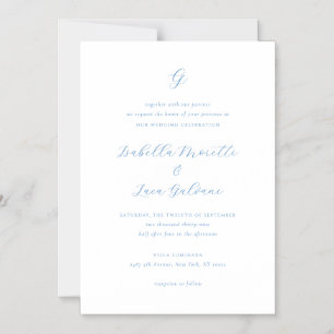 Elegante Blauwe en Witte Kust Chic Bruiloft Magnetische Uitnodiging