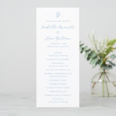 Elegante Blauwe en Witte Kust Chic Bruiloft Programmakaart (Staand voorkant)