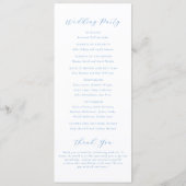 Elegante Blauwe en Witte Kust Chic Bruiloft Programmakaart (Achterkant)