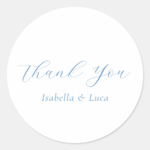 Elegante Blauwe en Witte Kust Chic Bruiloft Ronde Sticker