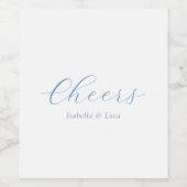 Elegante Blauwe en Witte Kust Chic Bruiloft Wijn Etiket (Enkel label)