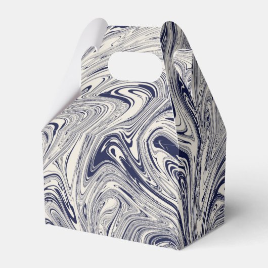 Elegante Blauwe en Witte Marmer Draaiing Bedankdoosjes (Achterkant)