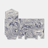 Elegante Blauwe en Witte Marmerwerveling Bedankdoosjes (Uitgevouwen)