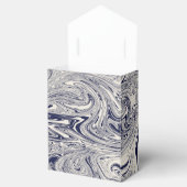 Elegante Blauwe en Witte Marmerwerveling Bedankdoosjes (Geopend)