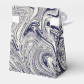Elegante Blauwe en Witte Marmerwerveling Bedankdoosjes (Achterkant)