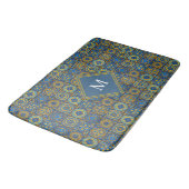 Elegante blauwe en witte Marokkaanse monogram op m Badmat (Gekanteld)