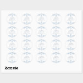 Elegante blauwe en witte minimale bruiloft ronde sticker (Vel)