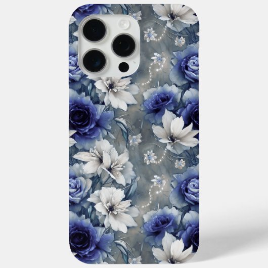 Elegante blauwe en witte rozen en lelies Case-Mate iPhone case (Achterkant)