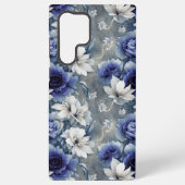 Elegante blauwe en witte rozen en lelies samsung galaxy hoesje (Achterkant)
