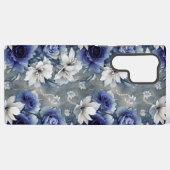 Elegante blauwe en witte rozen en lelies samsung galaxy hoesje (Achterkant horizontaal)