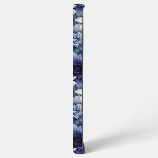 Elegante blauwe en witte rozen en lelies samsung galaxy hoesje (Linkerkant)